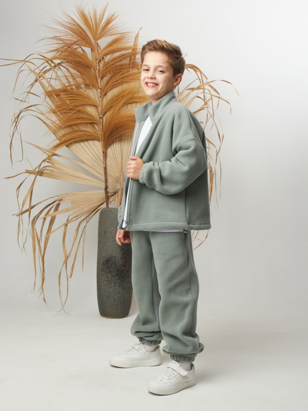 331. Костюм детский (Брюки+Толстовка), оливковый, 100% полиэстер, р. 122,128,134,140