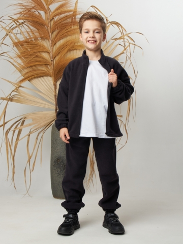 331. Костюм детский (Брюки+Толстовка), темно серый, 100% полиэстер, р. 122,128,134,140